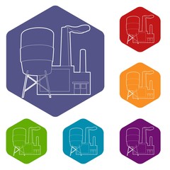 Factory icon. Outline illustration of factory vector icon for web