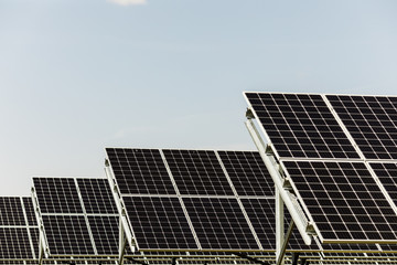 Solar panel in sunny day, alternative electricity source.