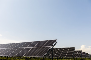 Solar panel in sunny day, alternative electricity source.