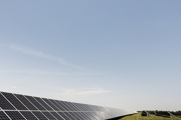 Solar panel in sunny day, alternative electricity source.