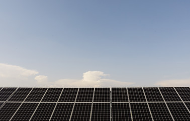Solar panel in sunny day, alternative electricity source.