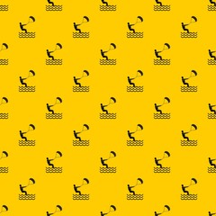 Man takes part at kitesurfing pattern seamless vector repeat geometric yellow for any design