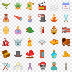 Calendar icons set. Cartoon style of 36 calendar vector icons for web for any design