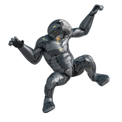 chimpanzee astronaut jungle jump in a white background