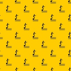 Man standing on springboard pattern seamless vector repeat geometric yellow for any design