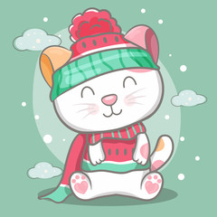 Obraz premium cute cat vector illustration for kids