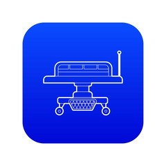 Medical bed icon blue vector isolated on white background