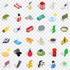 Oriental nation icons set. Isometric style of 36 oriental nation vector icons for web for any design