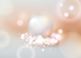 White pearl. White sphere on background. Abstract banner with white ball. Vector illustration, transparencies. - obrazy, fototapety, plakaty