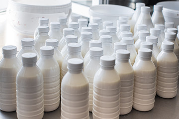 bottles with natural milk.