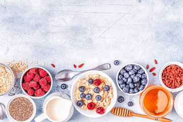 Breakfast, oatmeal with berries.