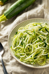 Raw Green Organic Zucchini Noodles Zoodles