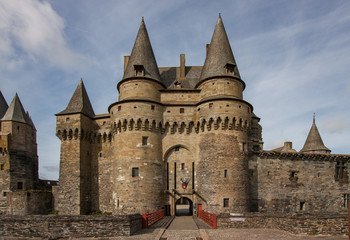 Fototapeta na wymiar The Front Gate of famous landmark Château de Vitré, Vitré, France.