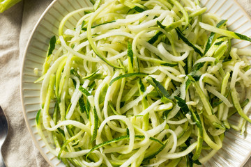 Raw Green Organic Zucchini Noodles Zoodles