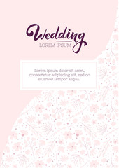 Fototapeta na wymiar Wedding invitation cute design template. Floral flyer template