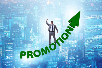 Employee in career promotion concept