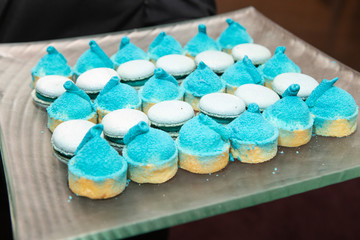 Catering food: dessert, mini canapes, sweetmeat. Food for the event. 