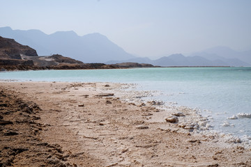 Lake Assal Djibouti shoreline