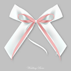 Wedding pink white silk bow