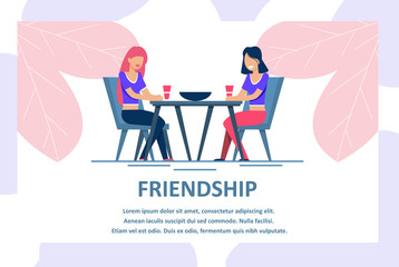 Female Friendship Advertising Lettering Banner