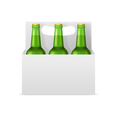 Realistic Detailed 3d Beer Bottles Pack Set. Vector