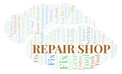 Repair Shop word cloud.