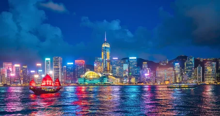 Foto op Plexiglas Panoramic view of Victoria Harbor and Hong Kong skyline © f11photo