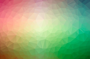 Illustration of abstract Green, Pink, Red, Yellow horizontal low poly background. Beautiful polygon design pattern.