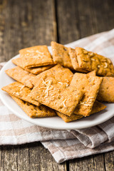Salted crispy crackers.