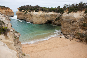 At the beach at the Loch Ard Gorge at the Great Ocean Road in Australia