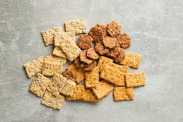 Salted crispy crackers.