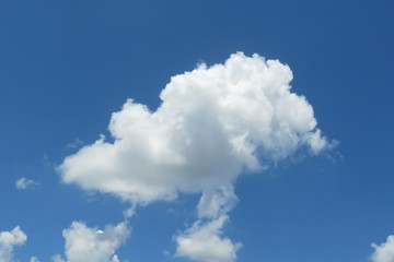 White fluffy cloud in blue sky,  natural background