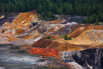 bright industrial clay hills in Ural - 281496120