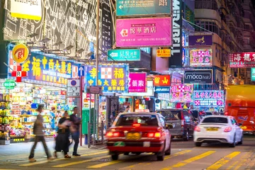 Foto op Plexiglas Neon lights in Mong Kok area, Hong Kong © f11photo