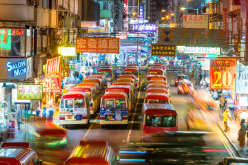 Neon lights in Mong Kok area, Hong Kong - obrazy, fototapety, plakaty