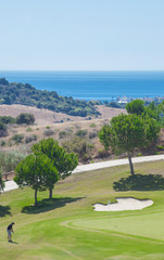Young male golf player at Costa del Sol resort, Spain