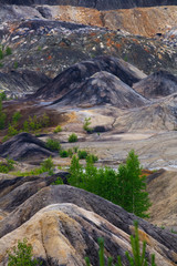 landscape of clay refractory mining hills - 281496986