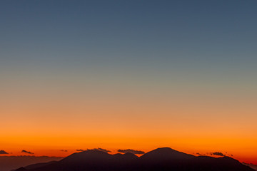 Awesome profile of Aegean Sea islands at sunset with colorful sky