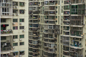 Fototapeta na wymiar Xiamen/China-06.01.2017:The windows of block houses in Xiamen