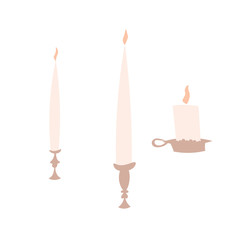 Vector realistic candle icon set isolated on transparent background. Design templates. EPS10.