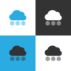 Set of four Cloud with snowfall icon