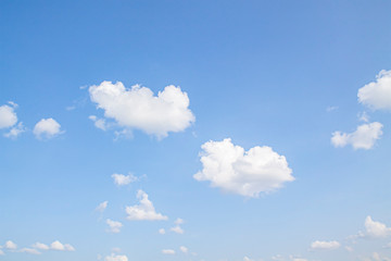 white clouds against the blue sky.