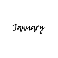 Word 'January' on a white background. Can be used for greeting cards, banner, poster etc.