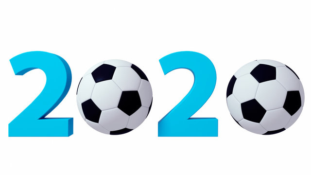 Football 2020 design background on a White Background. 3d illustration