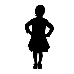 vector black silhouette of fashion kid