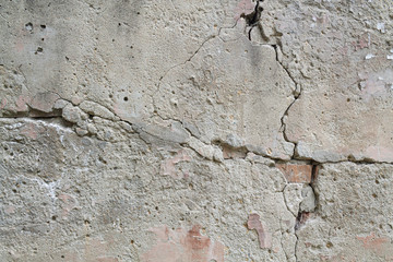 texture of concrete wall, ragged plaster with cracks, background for designers
