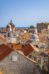 Obraz premium Orange-tiled roofs of the magnificent Old Town of Dubrovnik from the City Walls. Dubrovnik, Mediterranean, Croatia.