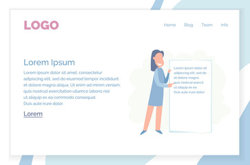 Happy business people holding blank sign. Business presentation or announcement