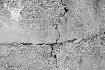 texture of concrete wall, ragged plaster with cracks, background for designers