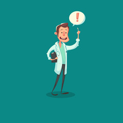 Poster on white backdrop. Man smile. Animation set. green background. Sick man.